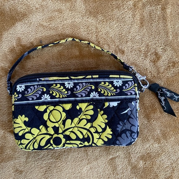 Vera Bradley Black/Yellow Wristlet - Picture 1 of 6